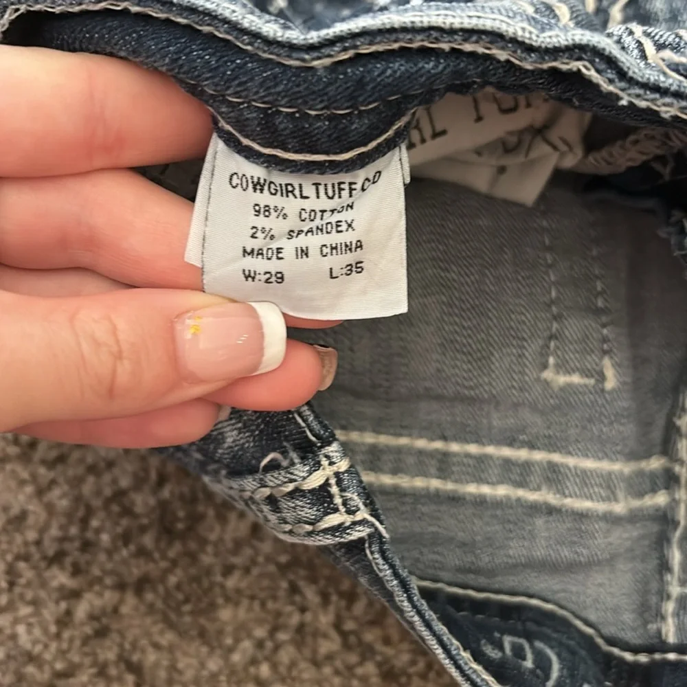 Cowgirl Tuff Crystal Waterfall Boot Cut Jeans - Picture 2 of 5